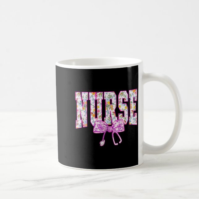Cute Floral Nk Nurse Coquette Bow Stethoscope Nurs Kaffemugg (Höger)