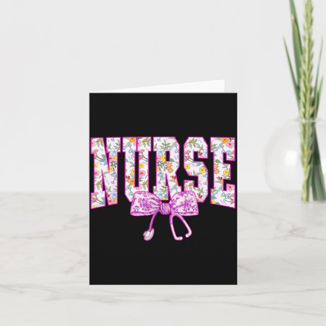 Cute Floral Nk Nurse Coquette Bow Stethoscope Nurs Kort (Framsida)