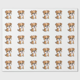 Cute Floral Puppy Wrapping Paper – Soft Pink Puppy Presentpapper