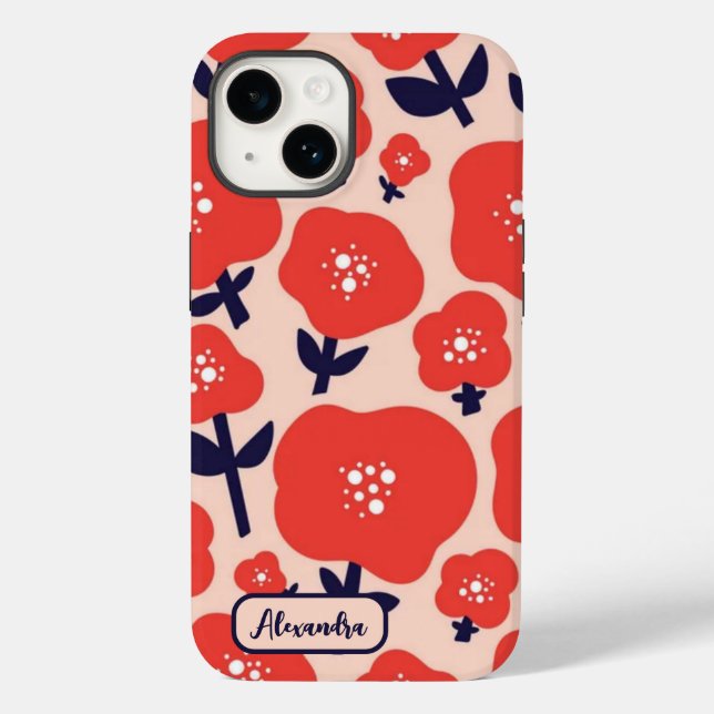 Cute Floral Seamless Pattern – Red Spring Flowers  (Baksida)