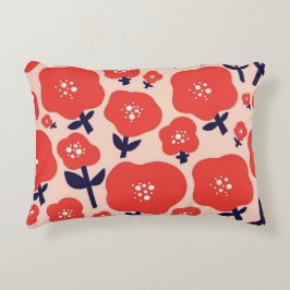 Cute Floral Seamless Pattern – Red Spring Flowers Prydnadskudde