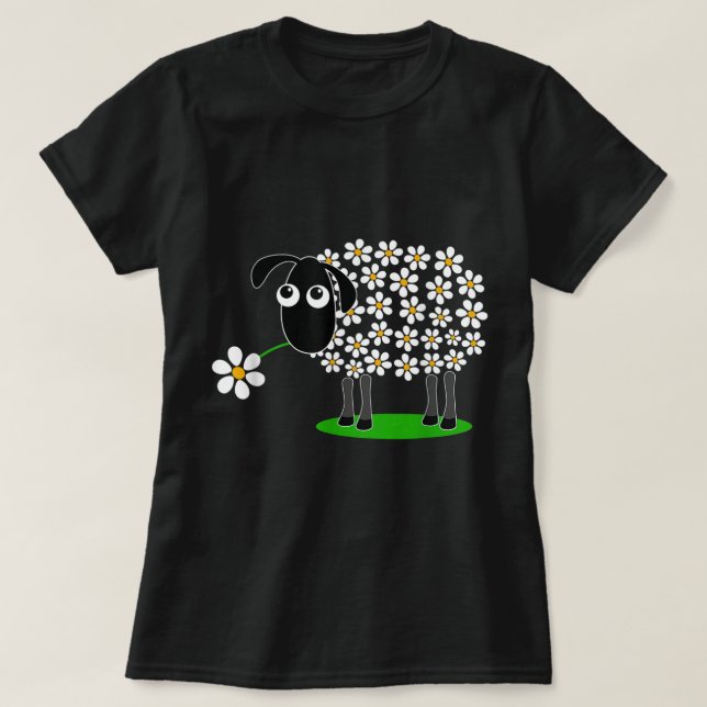 Cute Floral Sheep Design T Shirt (Design framsida)