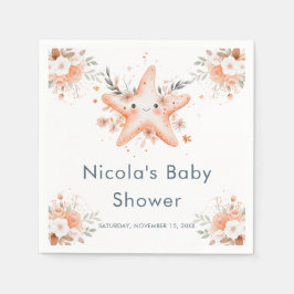 Cute Floral Starfish Baby Shower Pappersservett