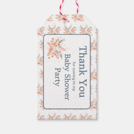 Cute Floral Starfish Baby Shower Presentetikett