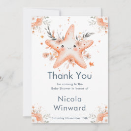 Cute Floral Starfish Baby Shower Tack Kort
