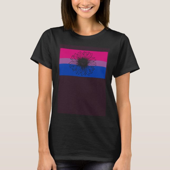 Cute Floral Sunflower Gay Bisexual Pride Flag Girl T Shirt (Framsida)