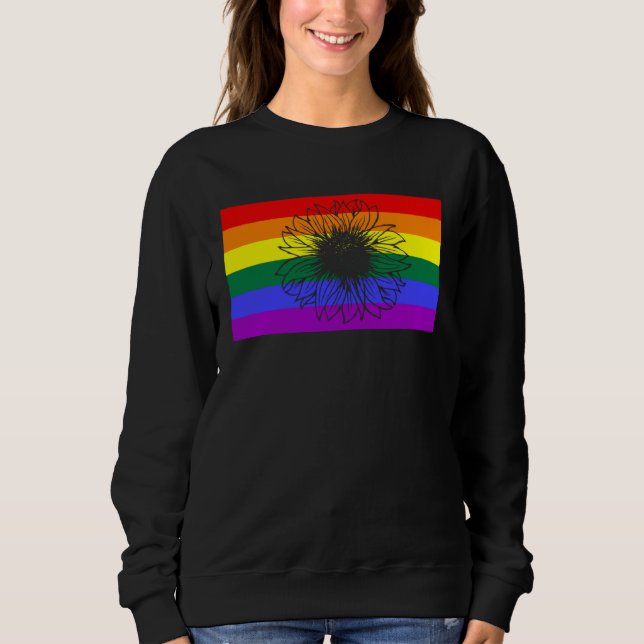Cute Floral Sunflower LGBTQ Gay Pride Flag Queer F T Shirt (Framsida)