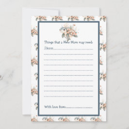 Cute Floral Turtle Baby Shower Inbjudningar