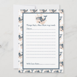 Cute Floral Whale Baby Shower Inbjudningar