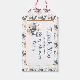 Cute Floral Whale Baby Shower Presentetikett