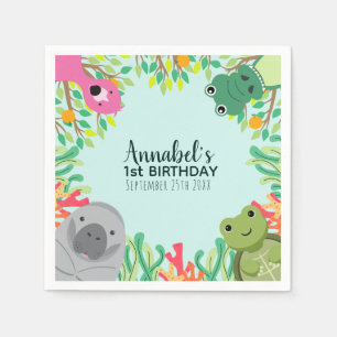 Cute Florida Animals Vild 1 Barns födelsedag Pappersservett