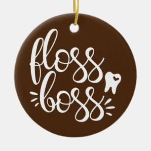 Cute Floss Chef Dentist Dental Hygienist RDH Julgransprydnad Keramik