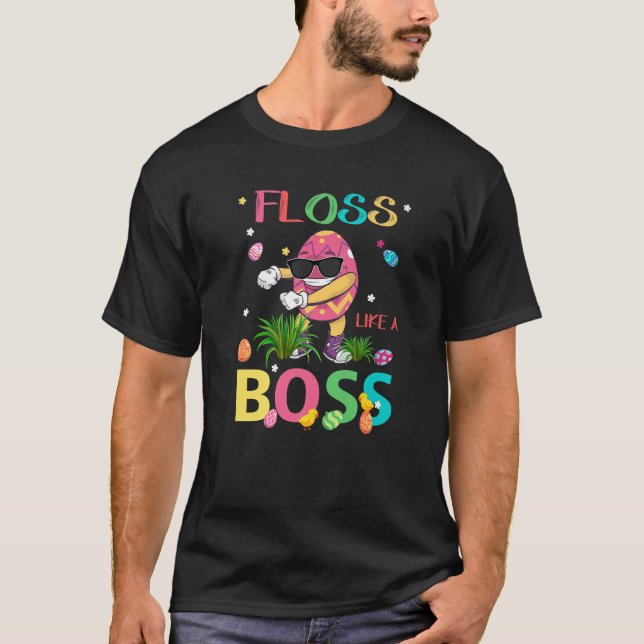 Cute Floss Like A Boss Easter Egg Wear Sunglasses T Shirt (Framsida)