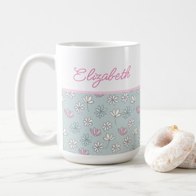 Cute Flower Art Kaffemugg (Med munk)