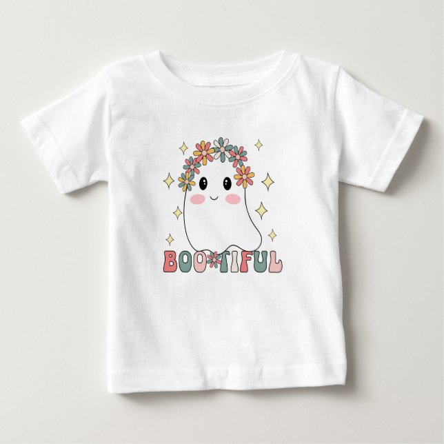 Cute Flower Boo Halloween Pun Bootiful T Shirt (Framsida)