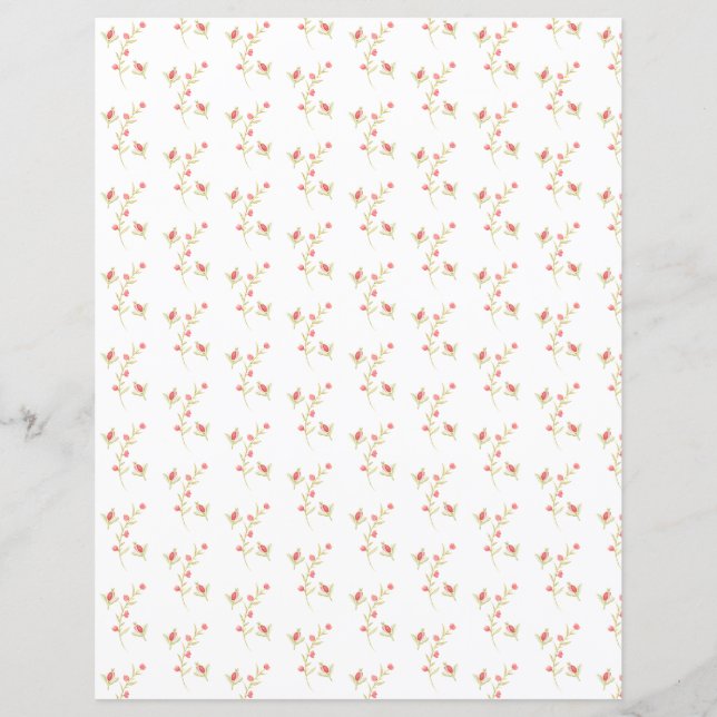 Cute Flower Busks on White Scrapbook Lakan (Framsida)