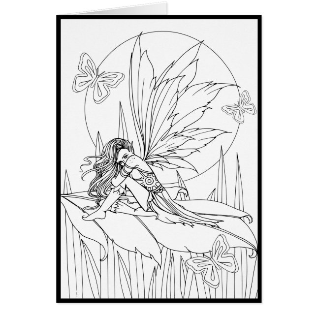 Cute Flower Butterflies Fairy Färg Ditt eget kort (Framsidan)