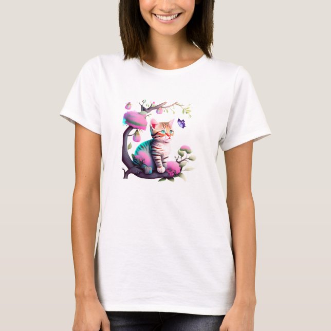 Cute Flower Cat Acrylic T-Shirt (Framsida)