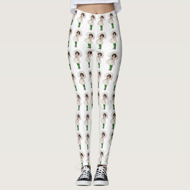 Cute Flower Children Daisy Blommigt Tecknad Funny Leggings (Framsida)