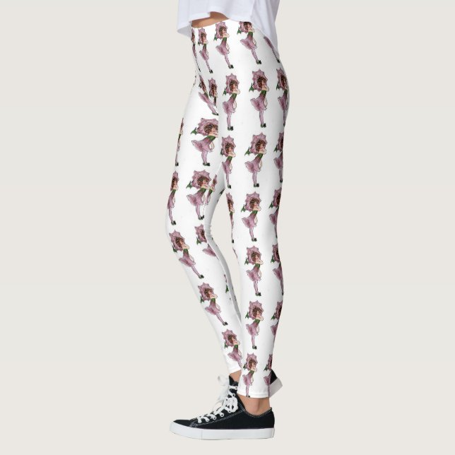 Cute Flower Children God God Blommigt Tecknad Leggings (Vänster)