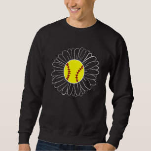 Cute Flower Daisy Softball Mamma Lång Ärmad Tröja