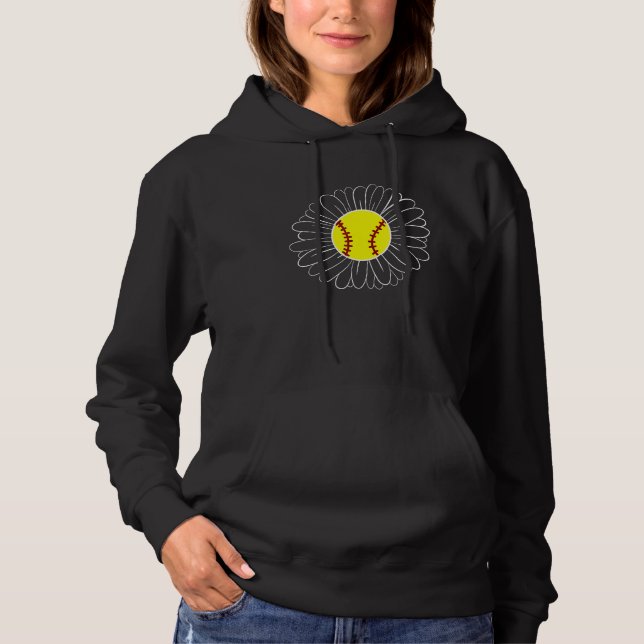 Cute Flower Daisy Softball Mamma T Shirt (Framsida)