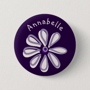 Cute Flower Doodle Ditt namn Knapp