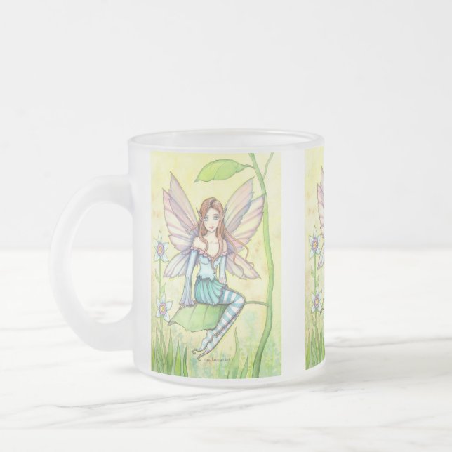 Cute Flower Fairy Fantasy Art Frostad Glasmugg (Vänster)