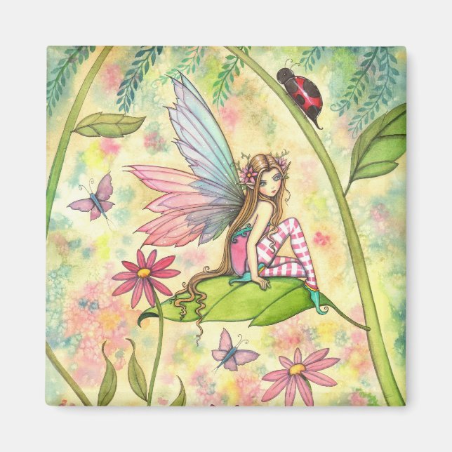 Cute Flower Fairy och Ladybug Magnet (Framsidan)