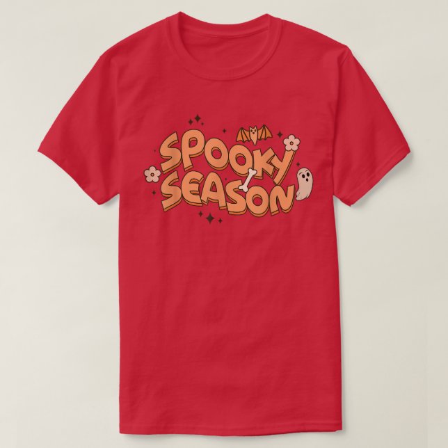 Cute Flower Fladdermus och Ghost Spooky Season Fun T Shirt (Design framsida)