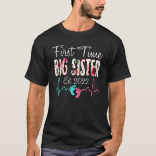 Cute Flower Första gången Big Sister Birthday Mamm T Shirt