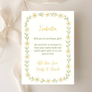 Cute Flower Girl Frieri Daisyn Vattenfärg Kort