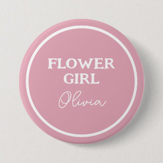 Cute Flower Girl Personlig Rosa and White Knapp