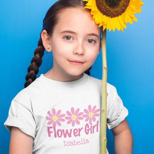 Cute Flower Girl Rosa Daisy Personlig Girls T Shirt (Skapare uppladdad)