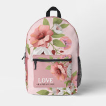 Cute Flower Illustrated Girl Backpack