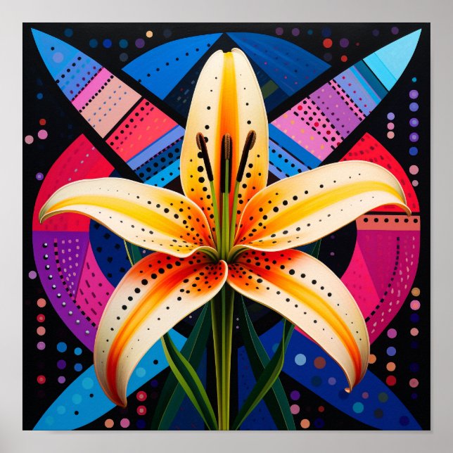 Cute Flower in Abstrakt Shapes Lily Poster (Framsidan)