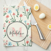 Cute Flower Ivory White Elegant Rosa Monogram