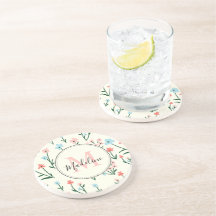 Cute Flower Ivory White Elegant Rosa Monogram