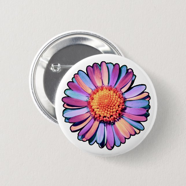 Cute Flower Lila Rosa Blue Boho Daisy Bisexual Knapp (Framsida & baksida)