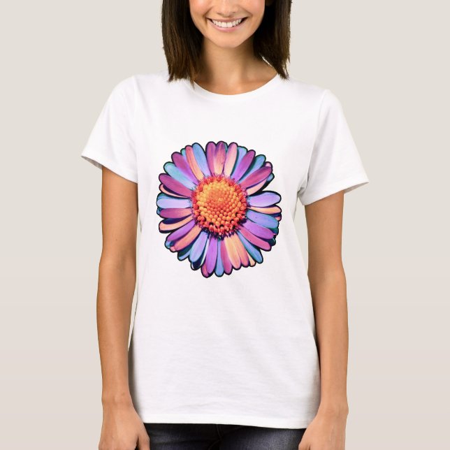 Cute Flower Lila Rosa Blue Boho Daisy Bisexual T Shirt (Framsida)