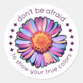 Cute Flower Lila Rosa Blue Daisy Varna Bisexual Runt Klistermärke