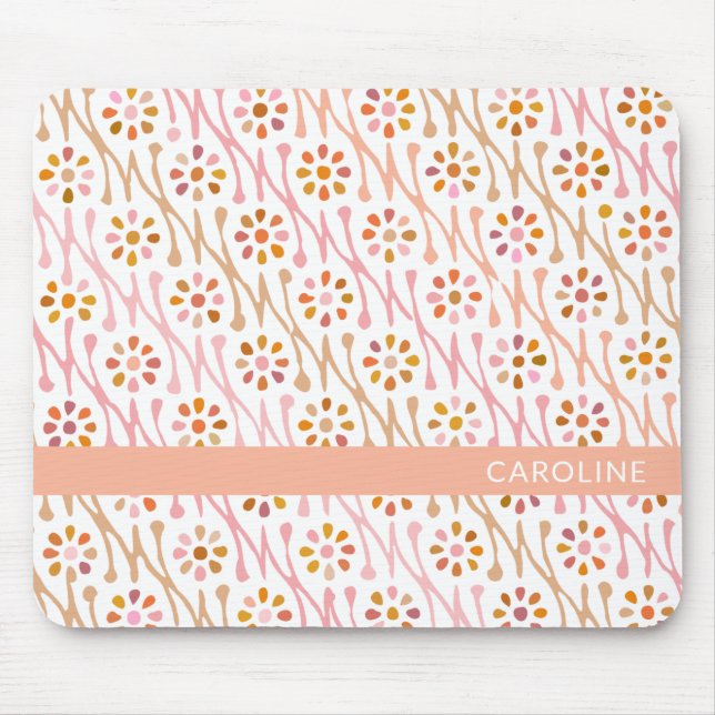 Cute Flower Mönster Earthy Boho Personlig Musmatta (Framsidan)