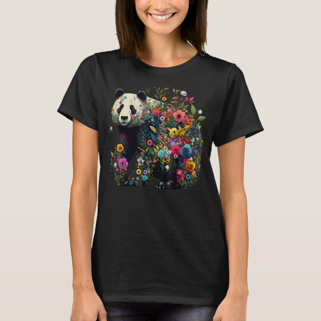 Cute Flower Panda on summer Floral Panda 1 T Shirt (Framsida)
