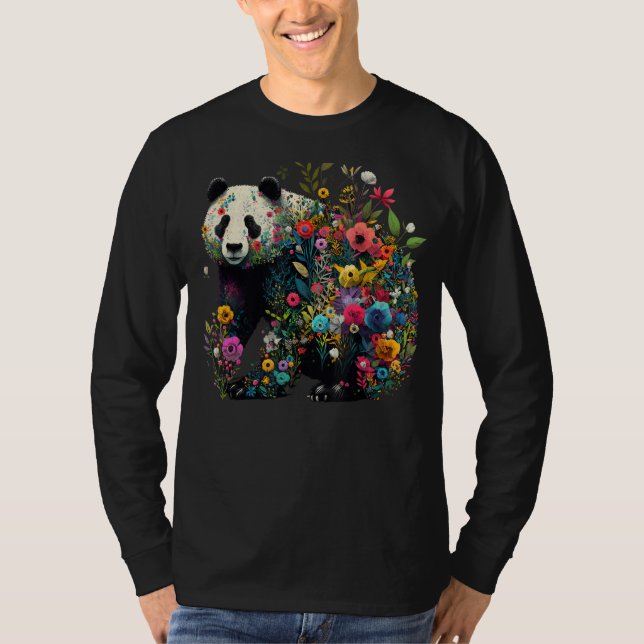 Cute Flower Panda on summer Floral Panda 1 T Shirt (Framsida)