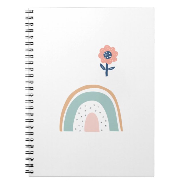 Cute Flower Rainbow Boho Flower Colorful Mönster Anteckningsbok (Framsidan)