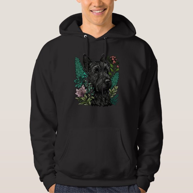 Cute Flower Scottie summer Floral Scottish Terrier Hoodie (Framsida)