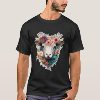 Cute Flower Sheep på sommarens Blommigt Sheep T Shirt
