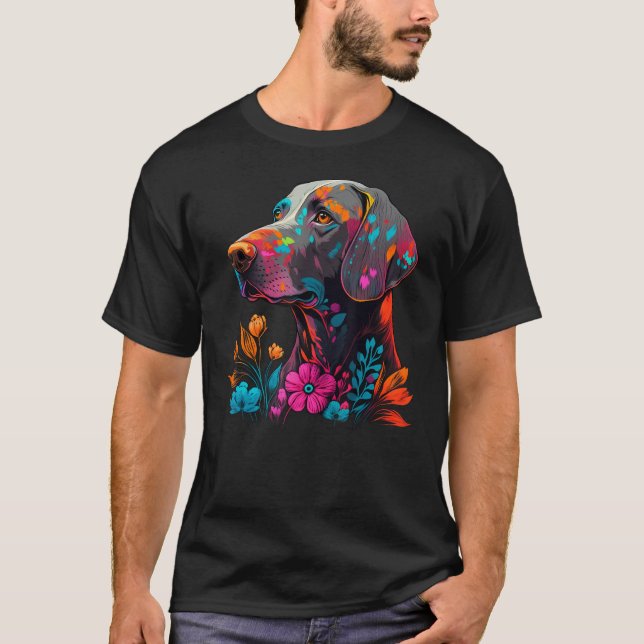 Cute Flower Summer Blommigt Weimaraner 2 T Shirt (Framsida)