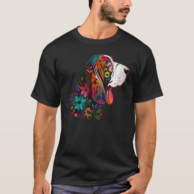 Cute Flower summer Floral Basset Hound 3 T Shirt (Framsida)