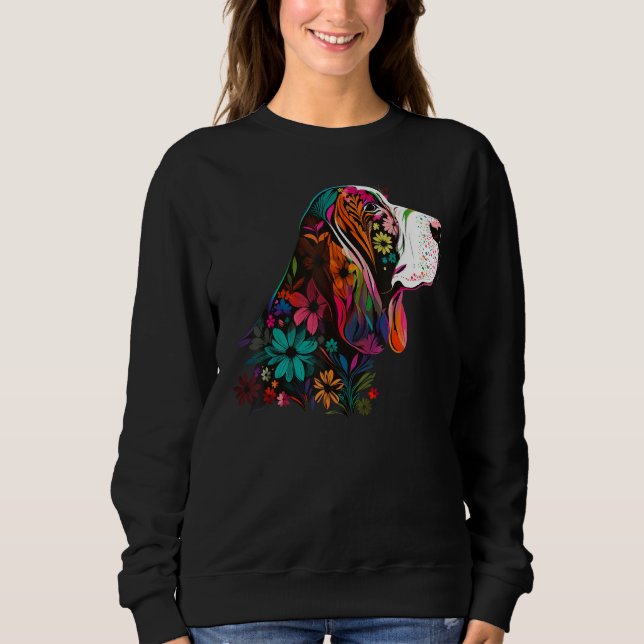 Cute Flower summer Floral Basset Hound 3 T Shirt (Framsida)